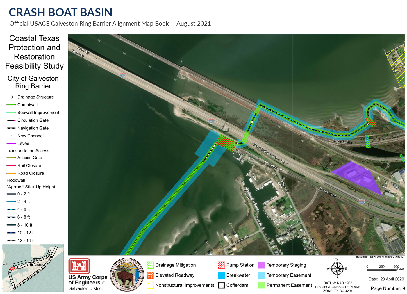Map detail showing the Ring Barrier alignment at Crash Boat Basin