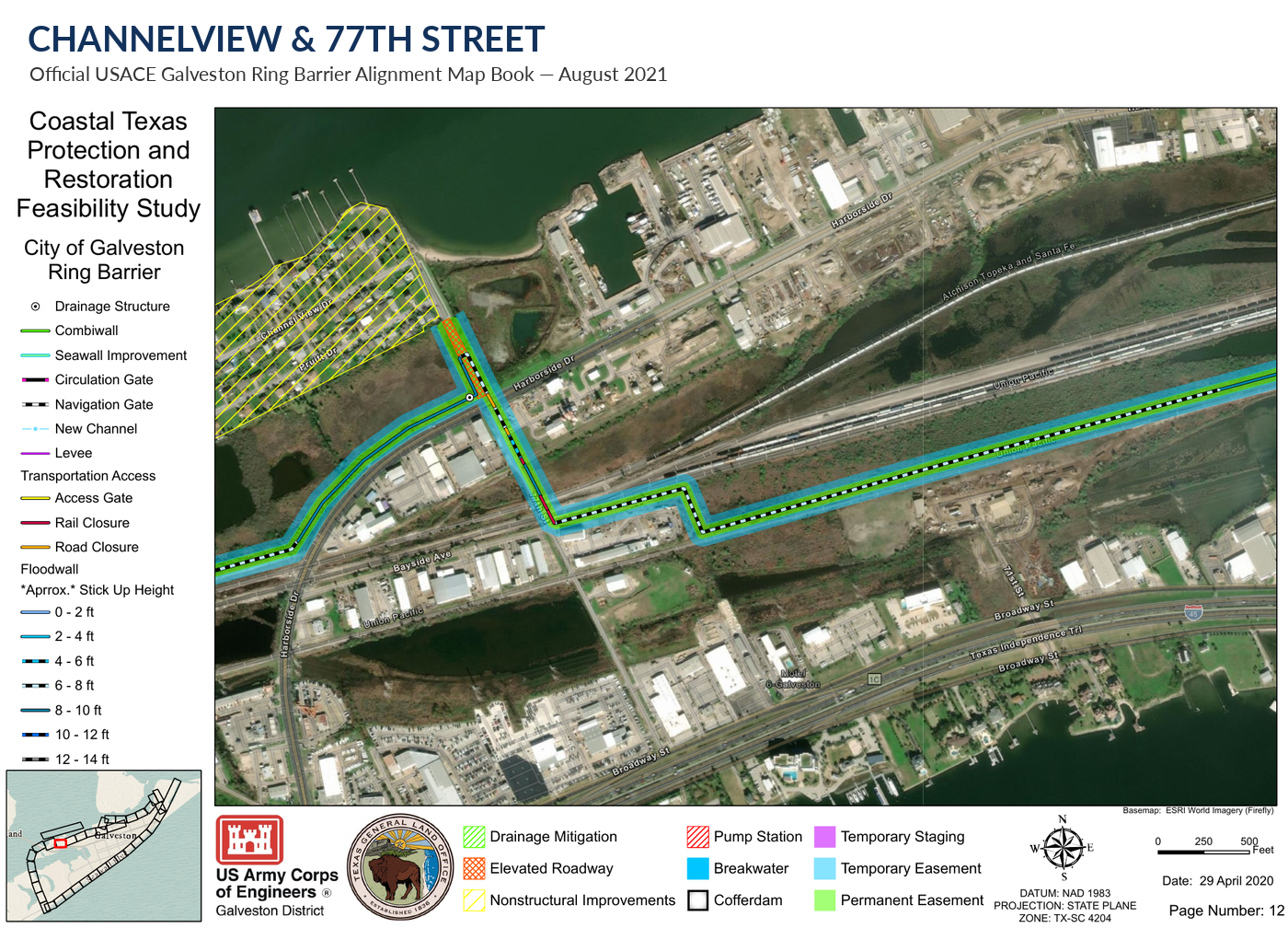 Map detail showing the Ring Barrier alignment at Channelview and 77th Street